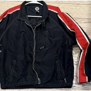 Vintage Marlboro Racing Jacket XL Black Red Stripe Windbreaker Y2K Zip Up